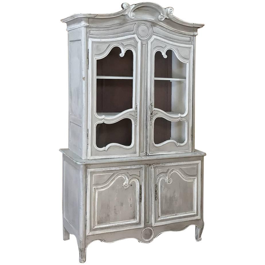19th Century Country French Louis Philippe Whitewashed Bookcase or Vitrine