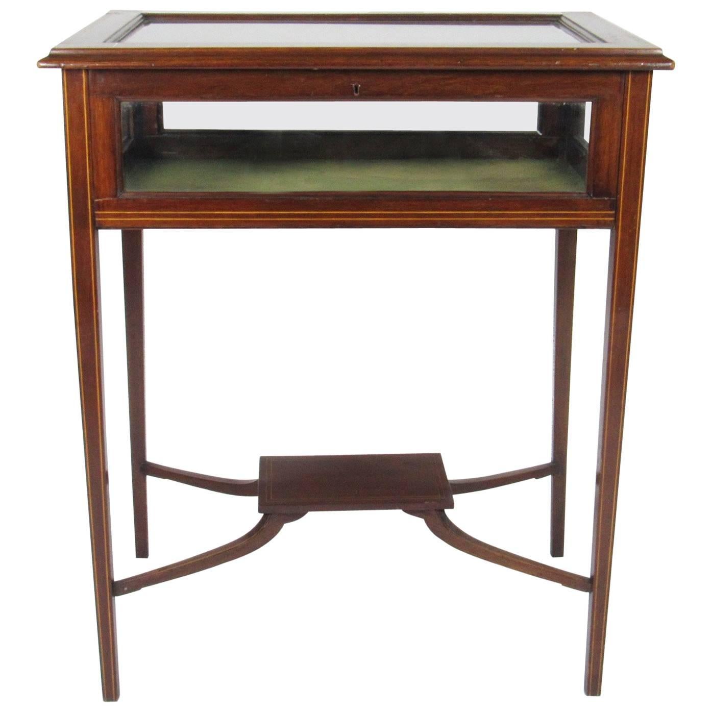 Vintage Inlaid Mahogany Vitrine Table For Sale