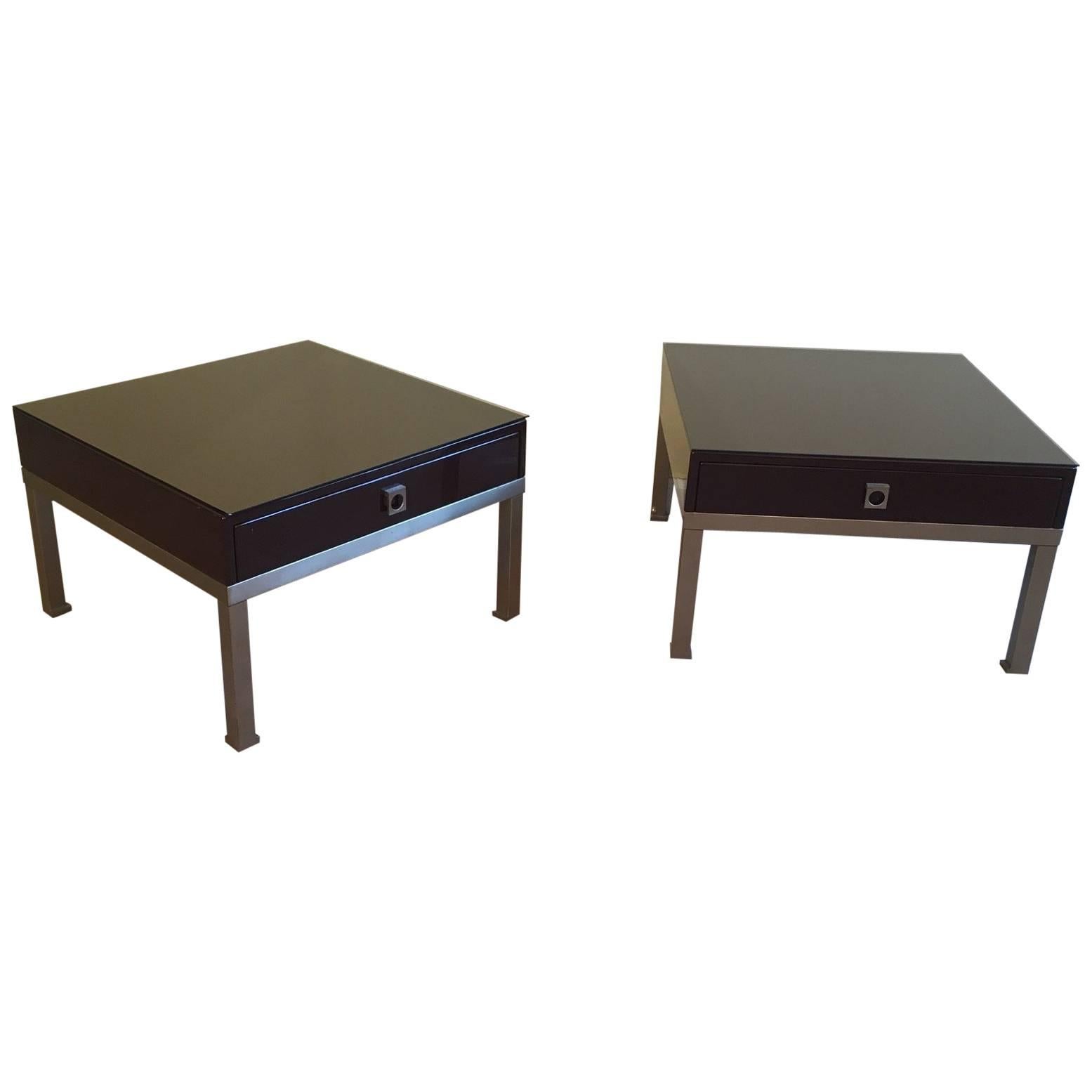 1970s French Pair of Side Tables by Guy Lefèvre for Maison Jansen