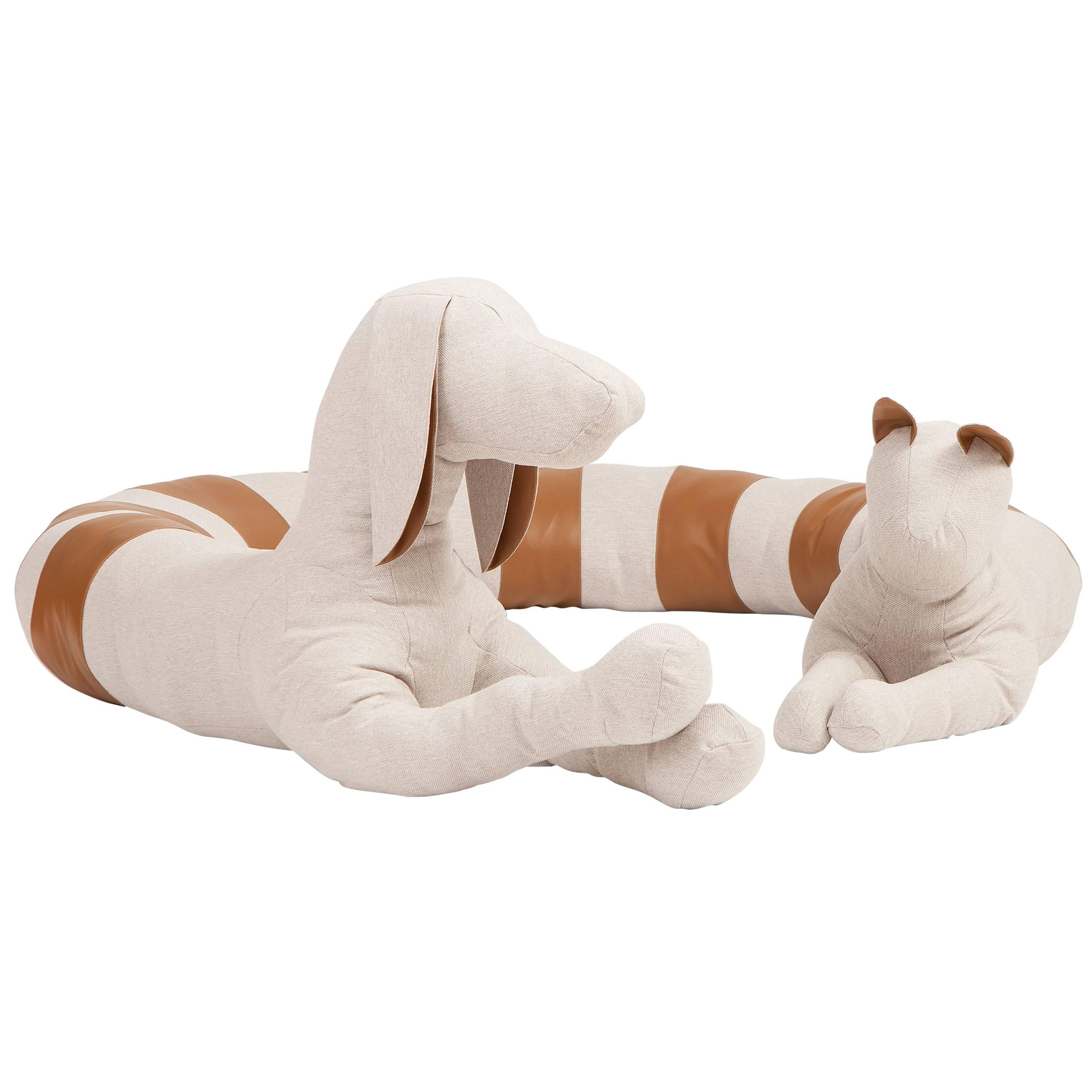 Large CatDog Beanbag by Sarit Shani Hay in Polyester and Faux Leather