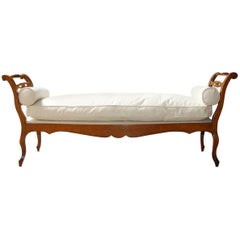 19th Century, French Provincial Canvas Upholstered Daybed