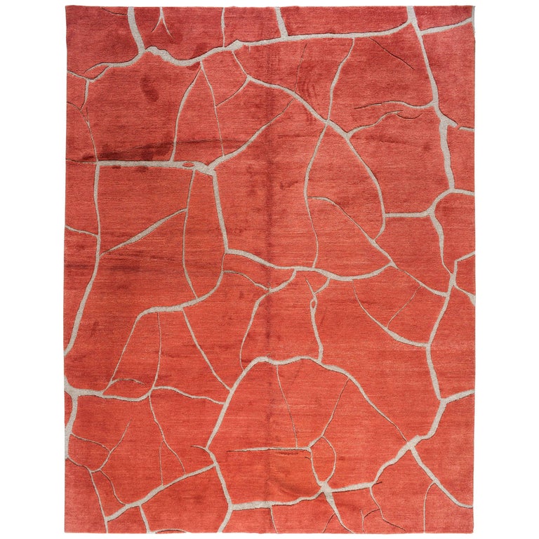 Abstract Design Red Rug For Sale at 1stDibs