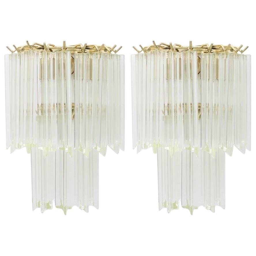 Pair of Murano Glass Wall Sconces Italy, 1960s For Sale