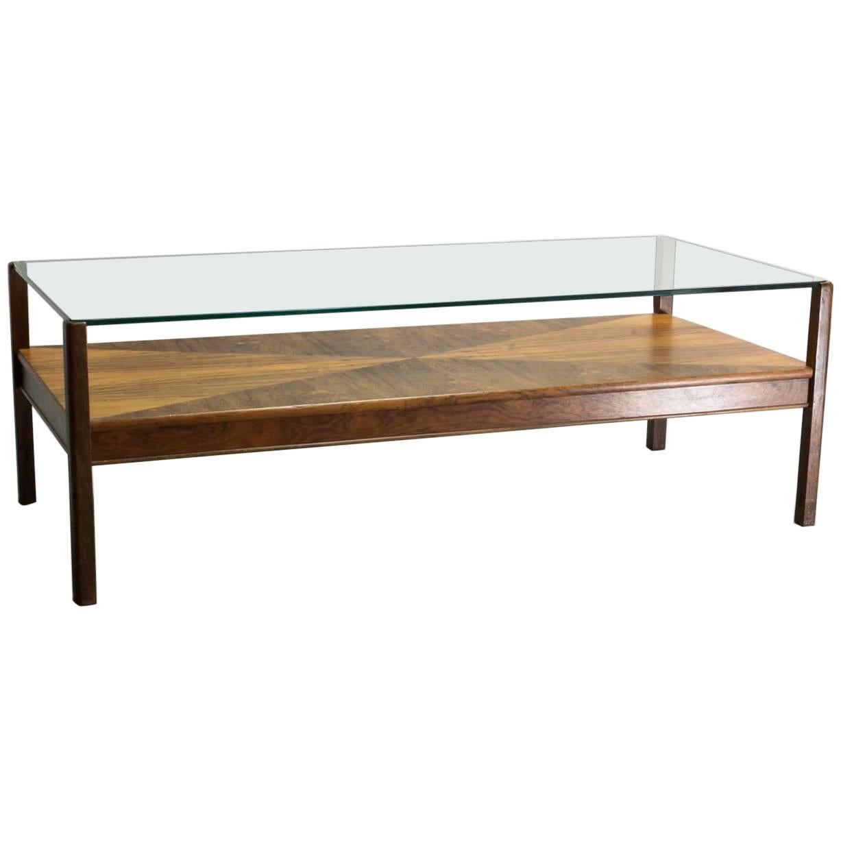 Stunning Dutch Design Rosewood Coffee Table with Glass Top for Fristho, 1960s