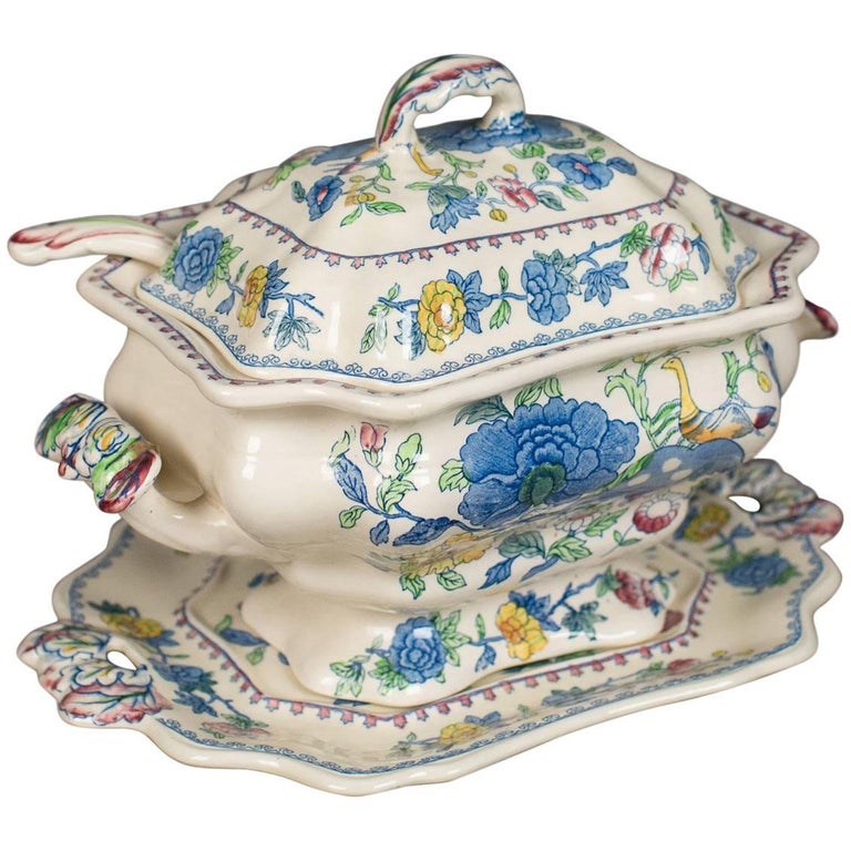 Mason's Ironstone China Soup Tureen, UnderPlate and Ladle, Regency Design at 1stDibs soup