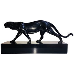 Art Deco Bronze Walking Black Panthere by Louis Albert Carvin, circa 1930