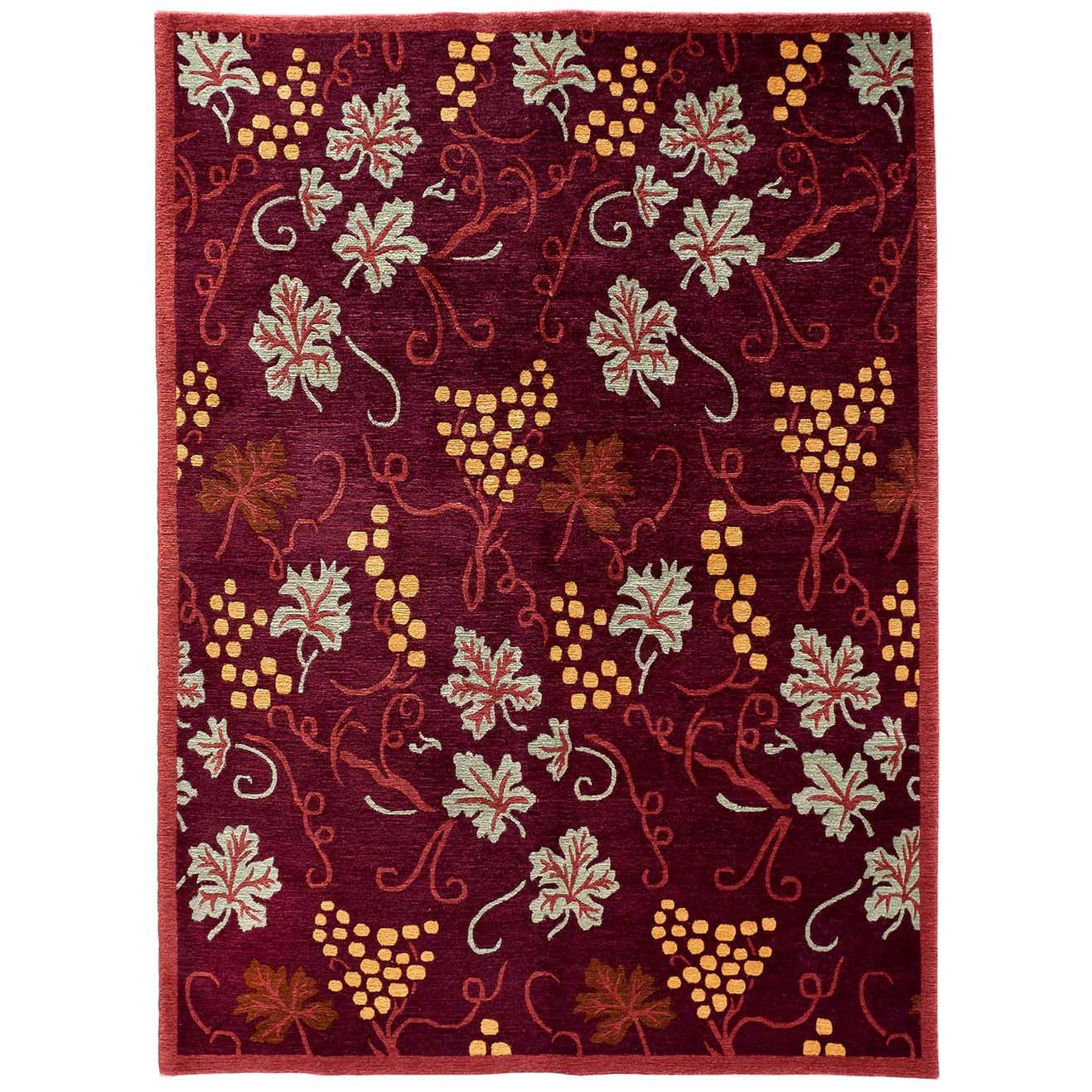 Floral Red and Gold Rug For Sale at 1stDibs