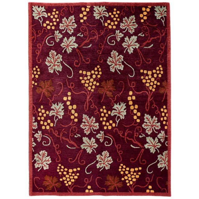 Floral Red Rug For Sale at 1stDibs