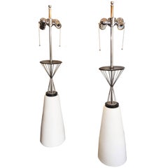 Mid-Century Modern Table Lamps, White Ceramic