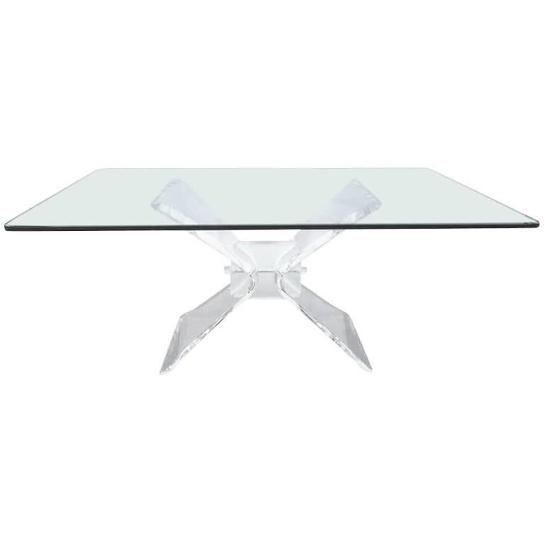 Mid-Century Modern Lucite and Glass Dining Table by Lion in Frost