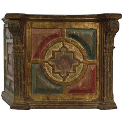 Italian, 17th Century Painted Renaissance Pedestal with Winged Angel Head