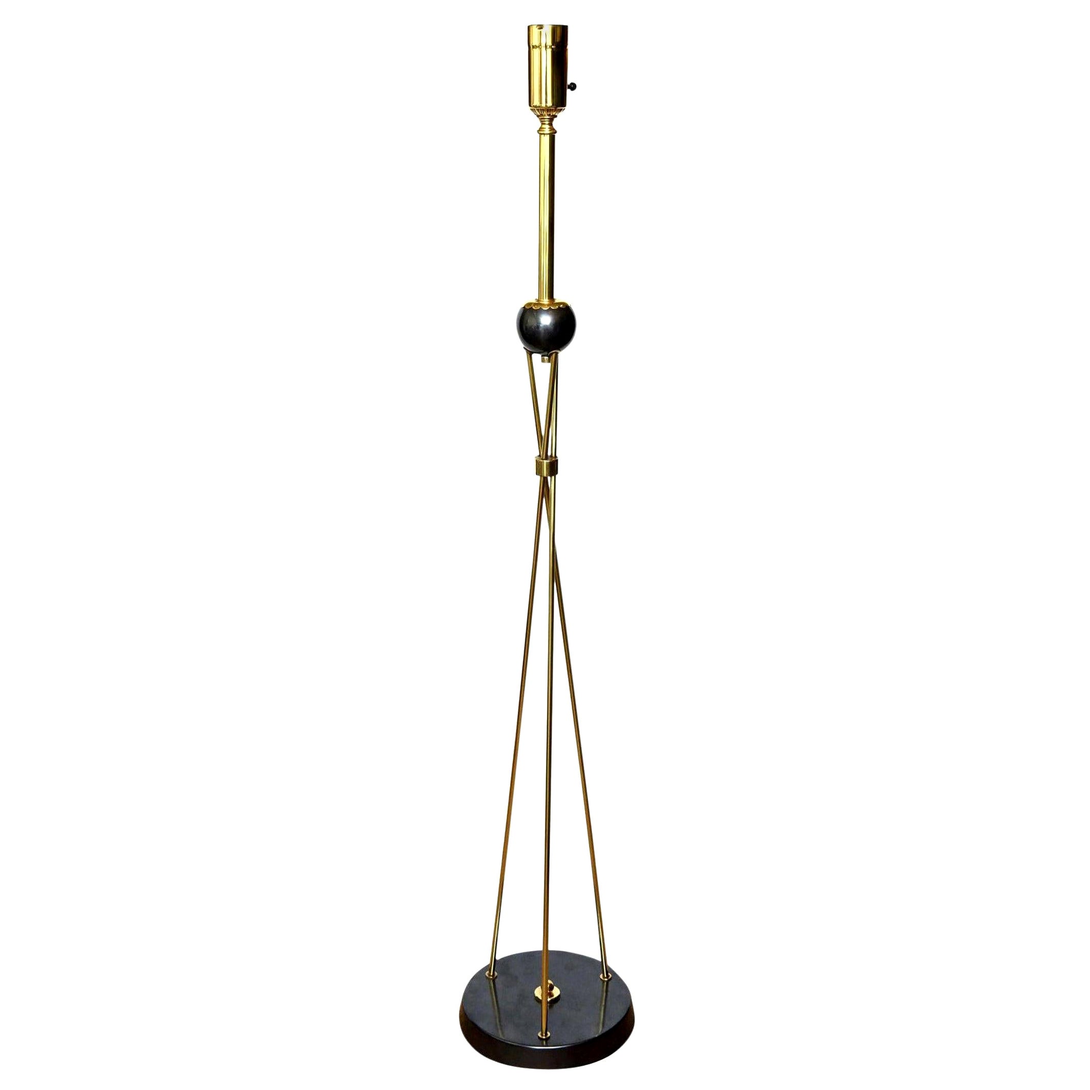 Brass and Gun Metal Restored Floor Lamp Style of Parzinger Mid-Century Modern For Sale