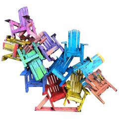 Painted Wood Adirondack Chair Sculpture
