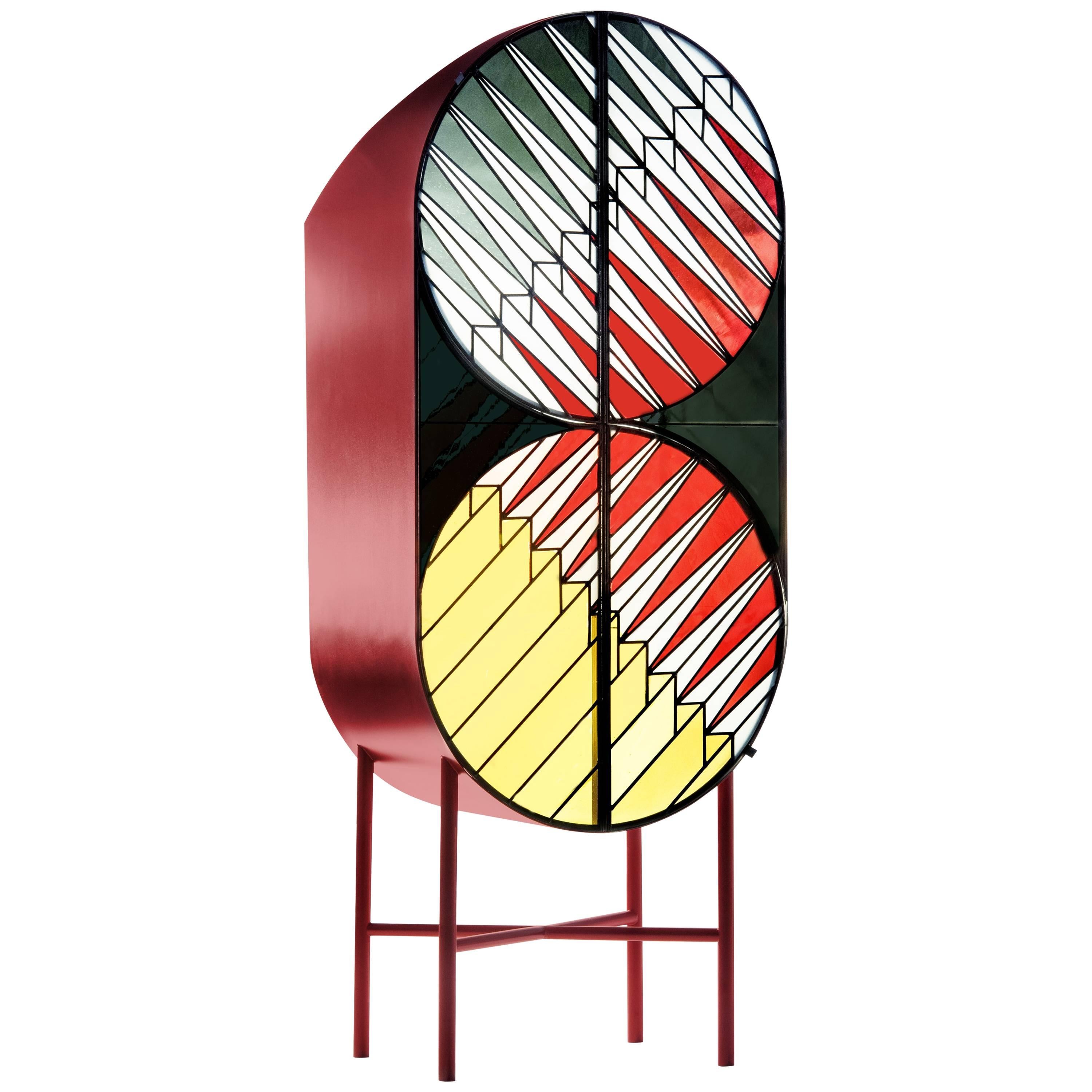 Credenza Cabinet in Stained Glass Design Patricia Urquiola & Federico Pepe For Sale