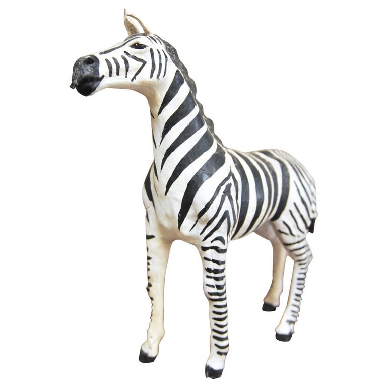 Midcentury Leather Wrapped African Zebra Sculpture at 1stDibs