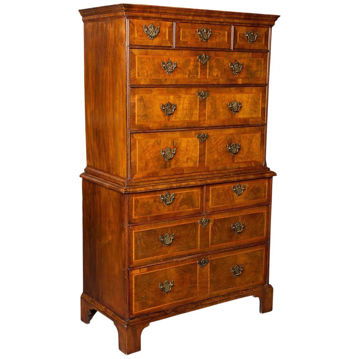 Good George I/II Walnut Chest on Chest For Sale