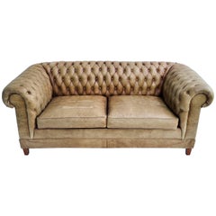 Vintage Chesterfield Sofa in Original Leather