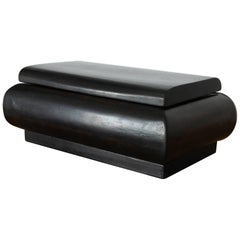 Midcentury Hand-Carved Solid Ebony Wood Box, France, 1950s