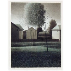 Robert Kipniss Color Lithograph, 1994, "Approaching Town, Dawn"