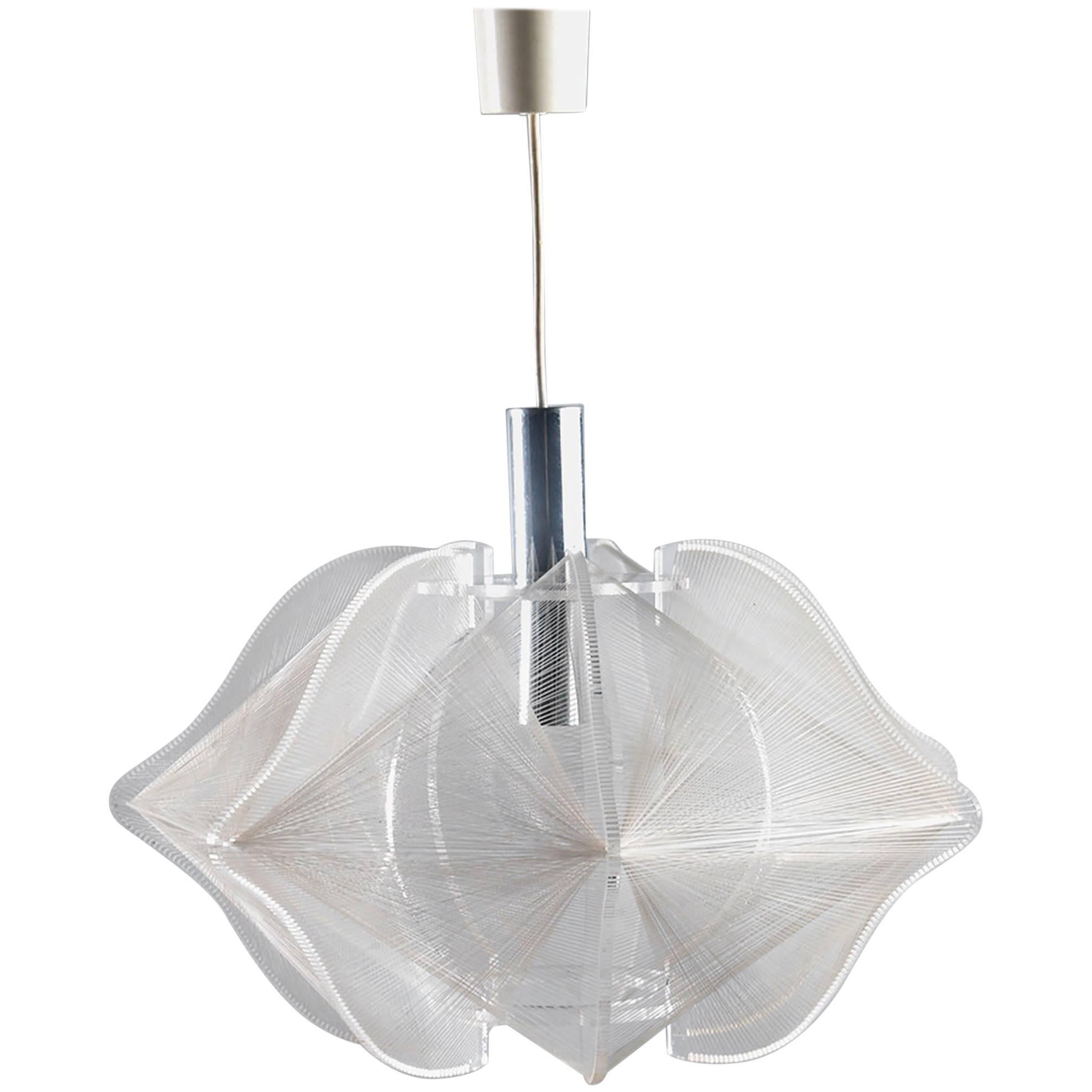 Mid-Century Modern Lucite and String Hanging Light Fixture