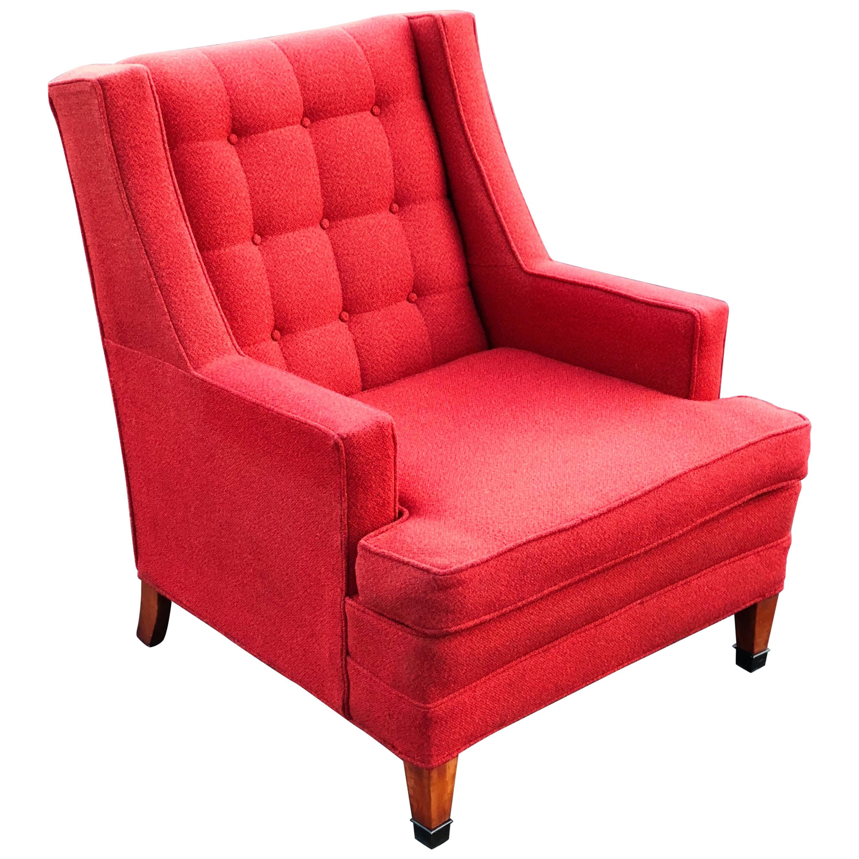 Mid-Century Lounge Chair in Red