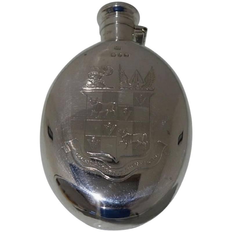 19th Century Victorian Sterling Silver Antique Hip Flask Birmingham  For Sale