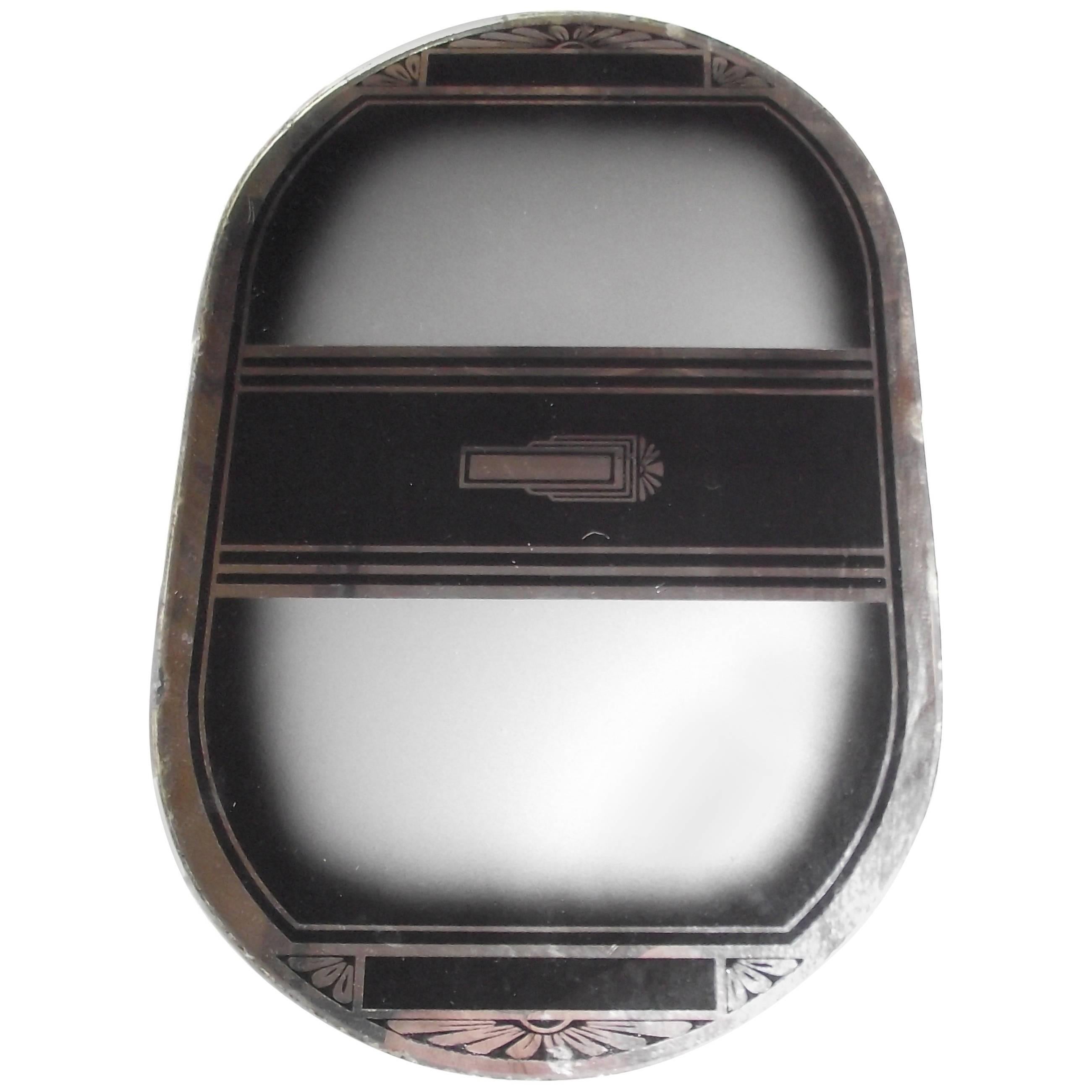 Art Deco Tray in Black and Silver Mirror Decoration For Sale