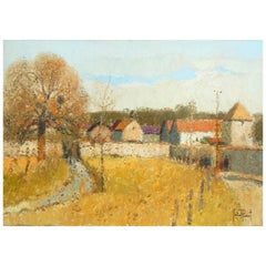 French Artist Gerard Passet Oil on Canvas - White Wall Landscape