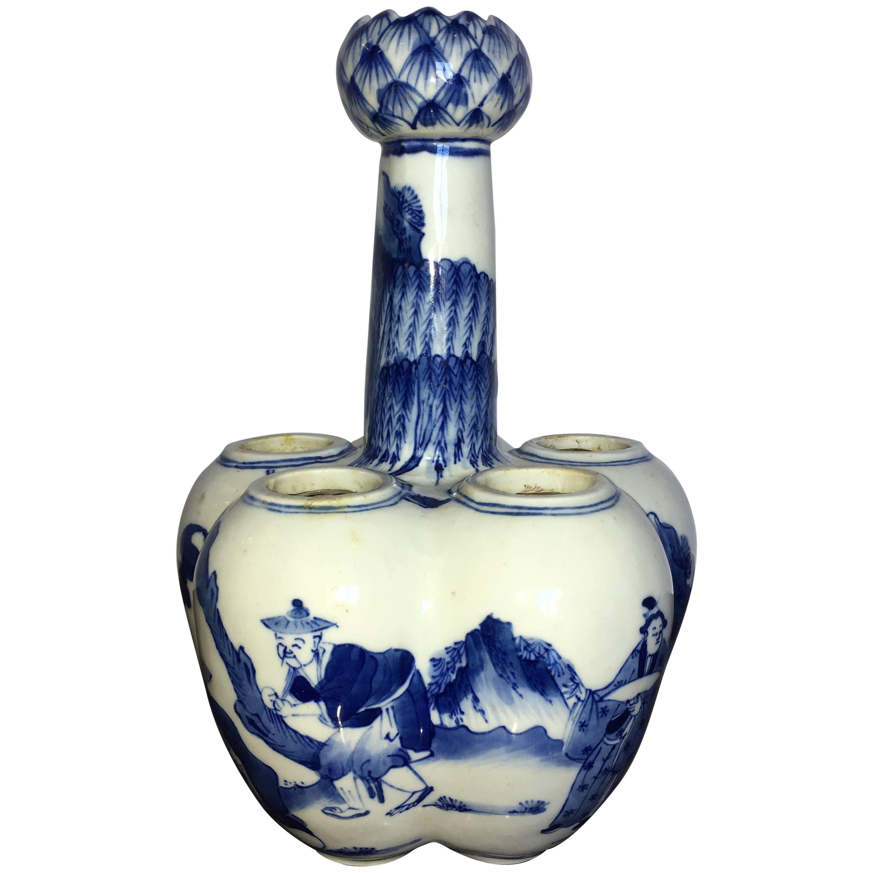 Hand-Painted Chinese Blue and White Tulipierre