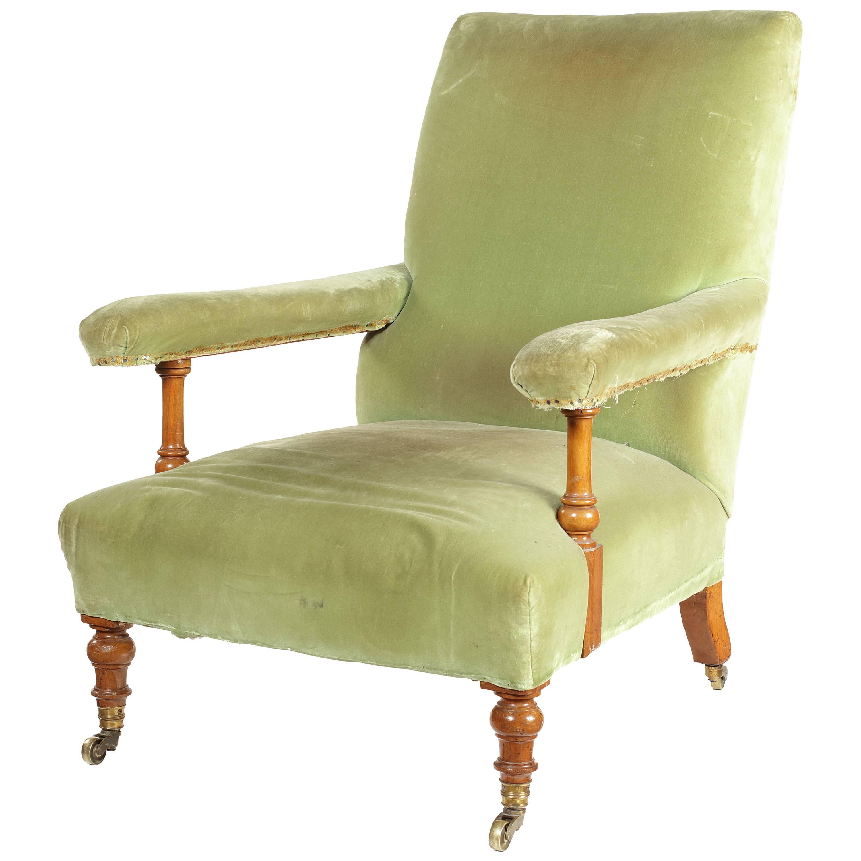 Victorian Walnut Easy Open Armchair by Howard & Sons Ltd