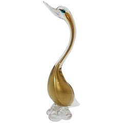 Vintage Gold Murano bird by Seguso, circa 1960