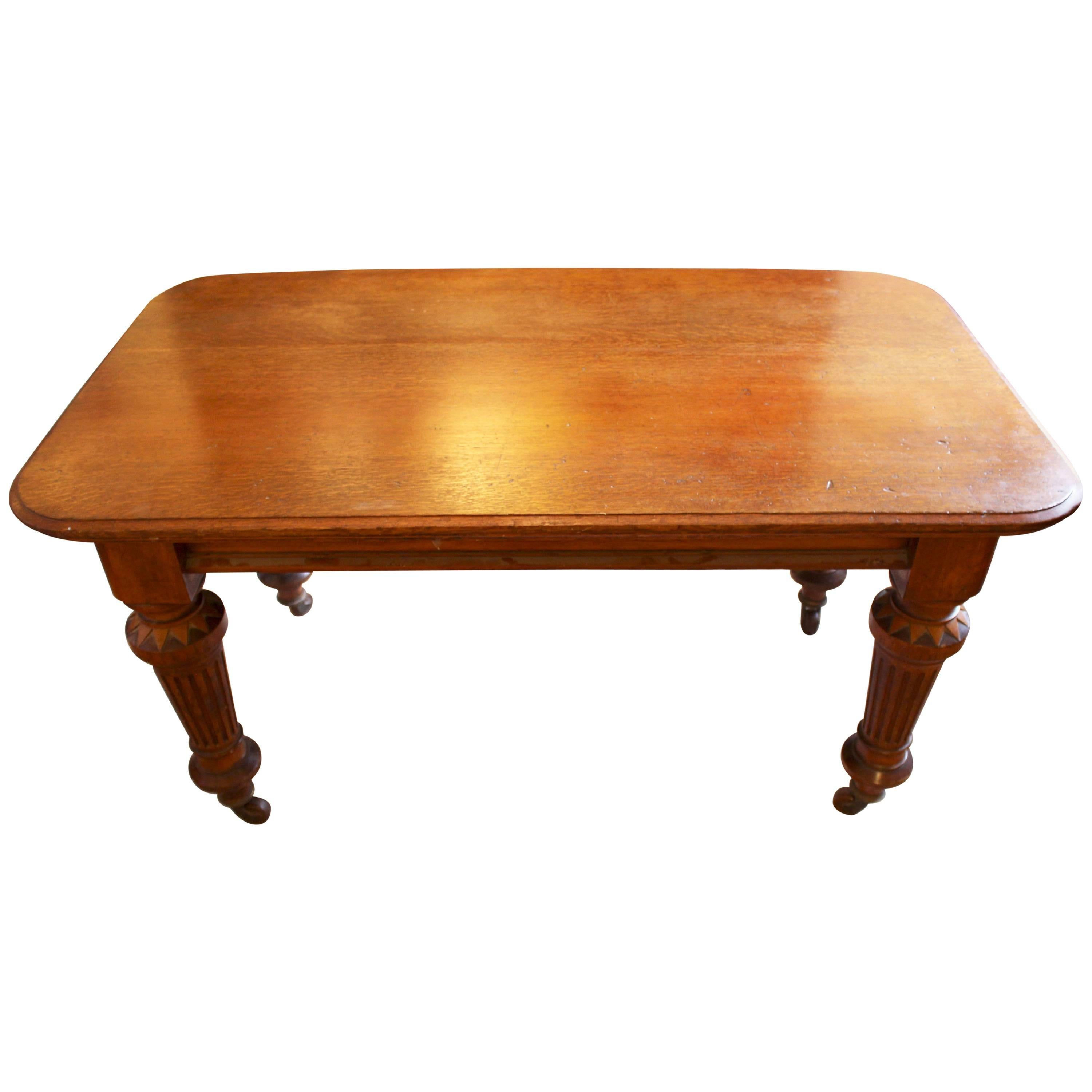 Victorian Oak Library Table