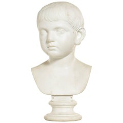 Late 18th-Early19th Century White Marble Bust of a Young Boy