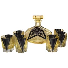 Vintage Art Deco 1930s Czech Whisky Decanter Set