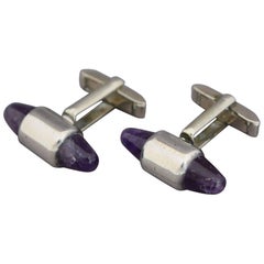 Vintage Sterling and Amethyst Cuff Links by Antonio Pineda