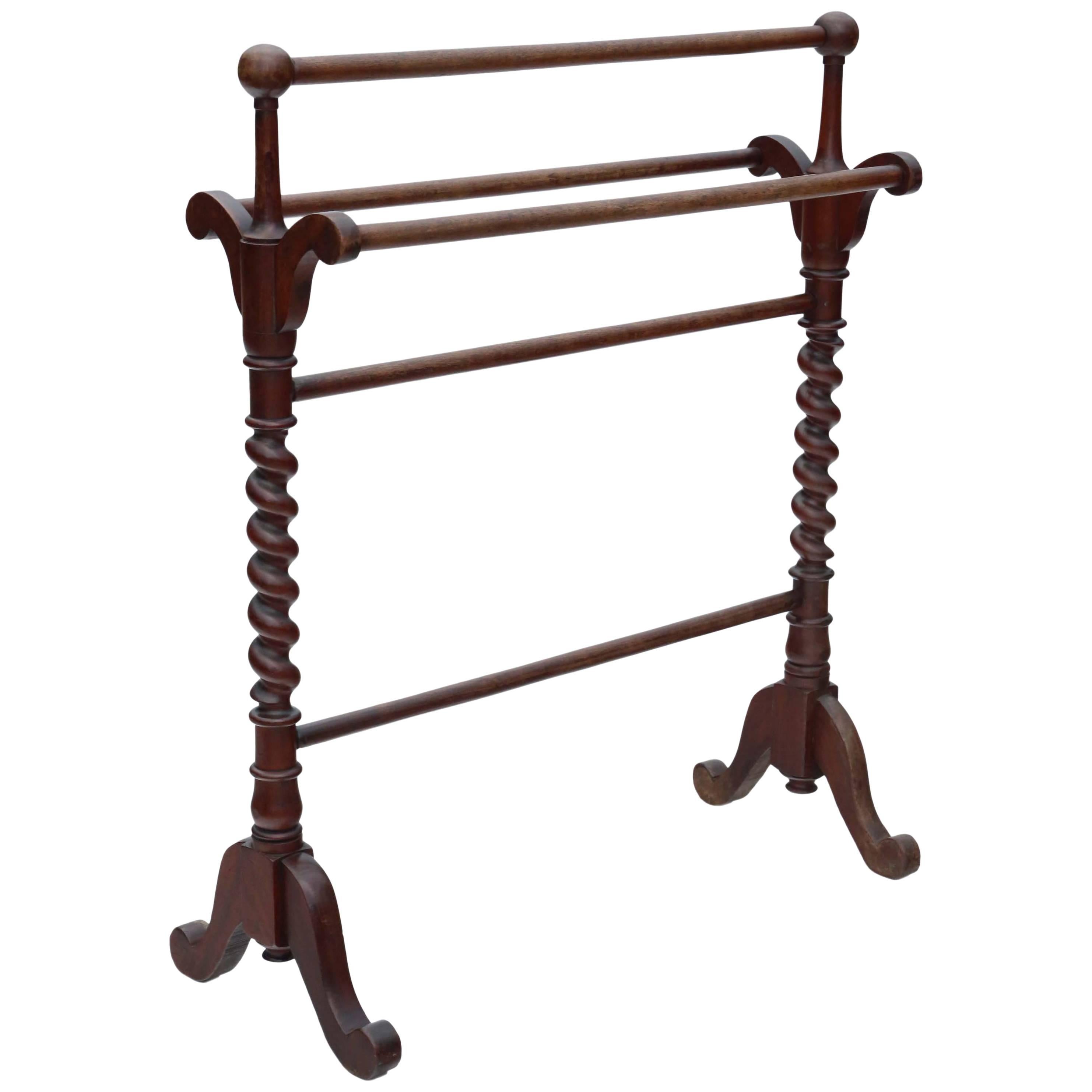 Antique Quality Victorian circa 1885 Mahogany Towel Rail Stand For Sale