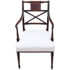 Antique Fine Quality Regency, circa 1825 Mahogany Elbow Desk Carver Chair