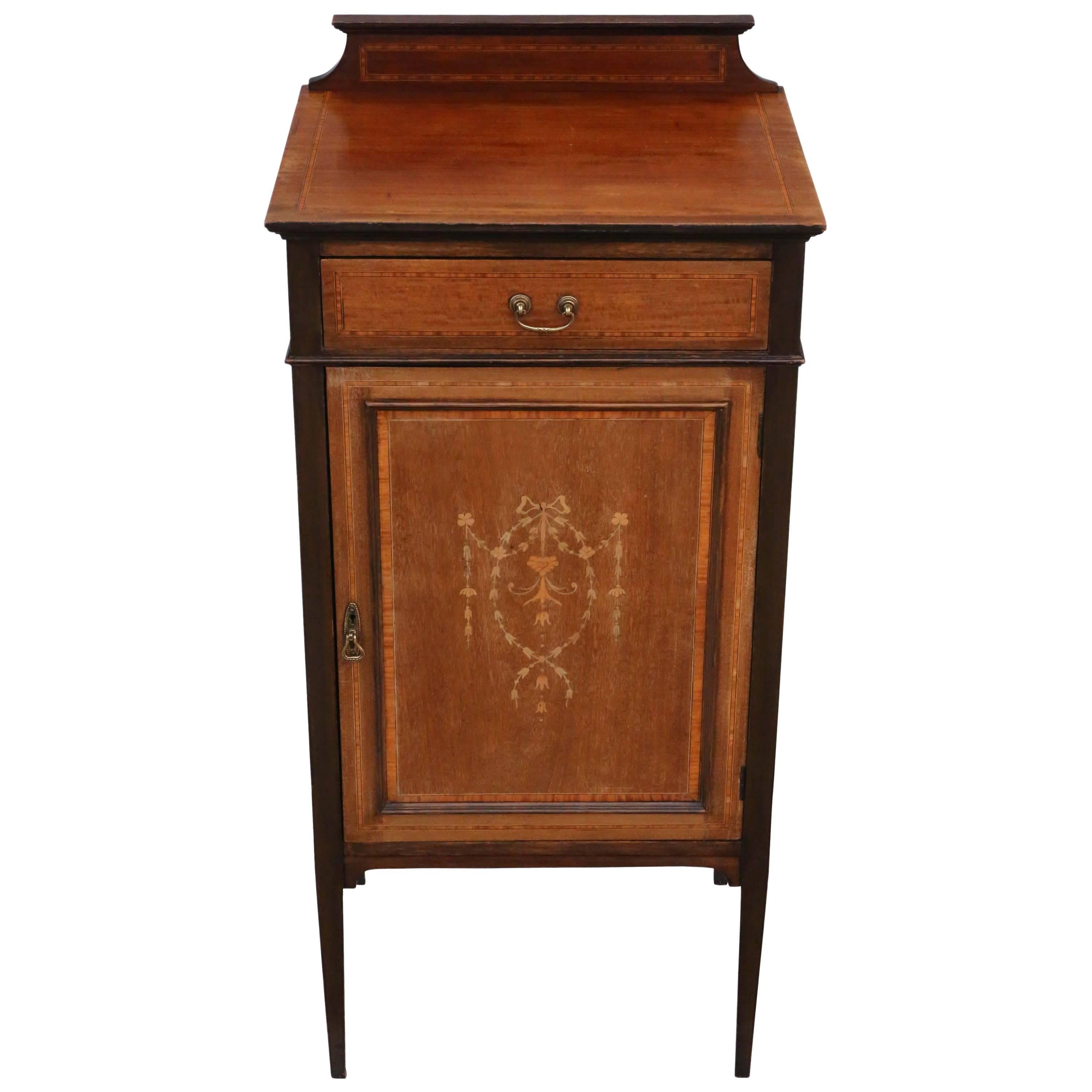 Antique Quality Edwardian Mahogany Music or Bedside Cabinet Table For Sale