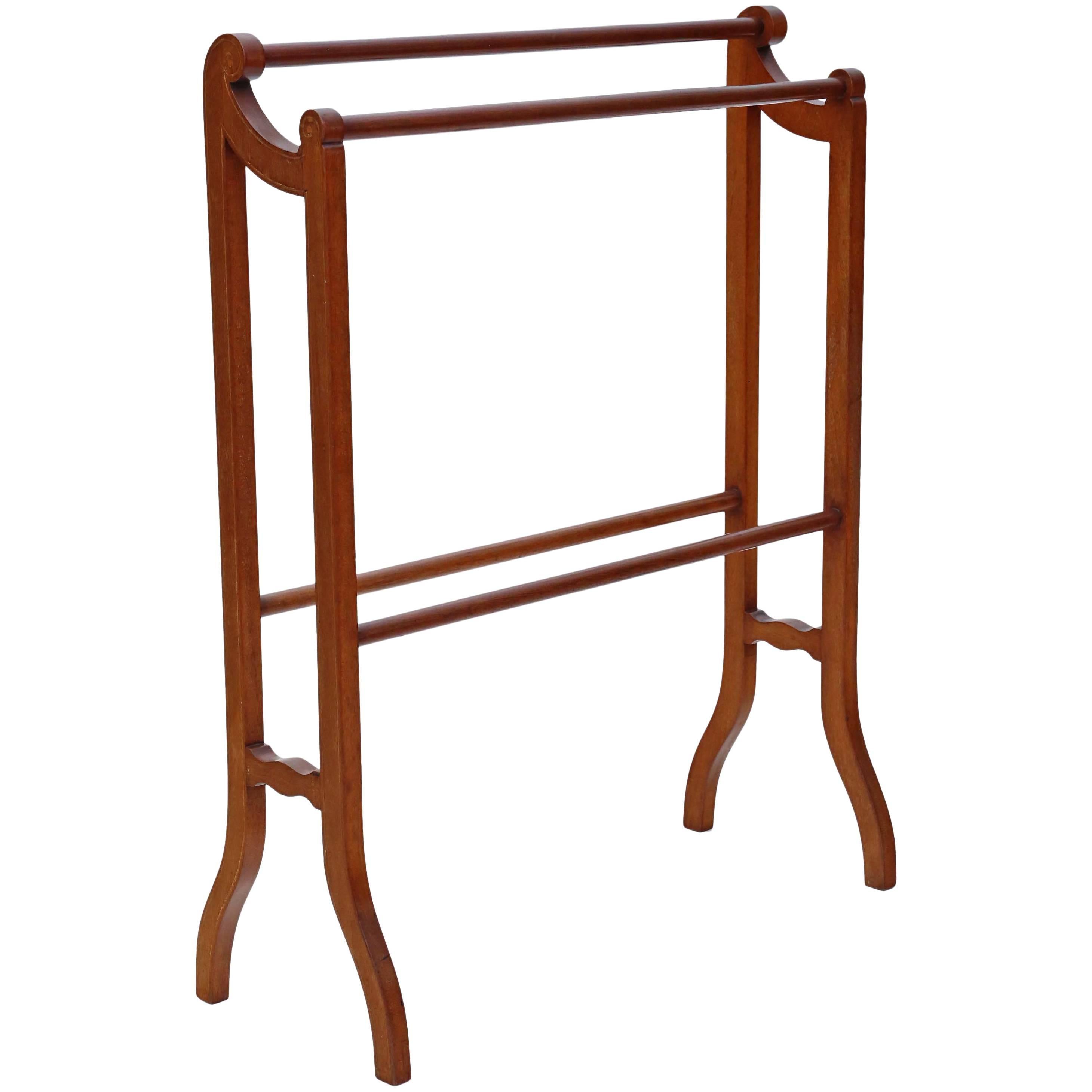 Antique Quality Edwardian Inlaid Mahogany Towel Rail Stand For Sale