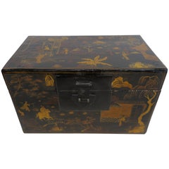 Antique Chinoiserie Gilt Painted Box