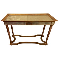 Hollywood Regency Mirrored Console or Sofa Table with Giltwood Barley Twist Legs