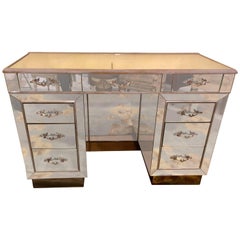 Mid-Century Modern Hollywood Regency Style Mirrored Vanity or Writing Desk