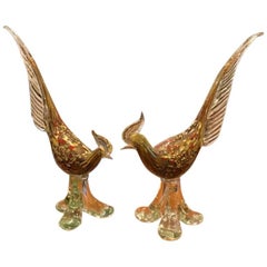 Pair of Matching Murano Italian Rooster