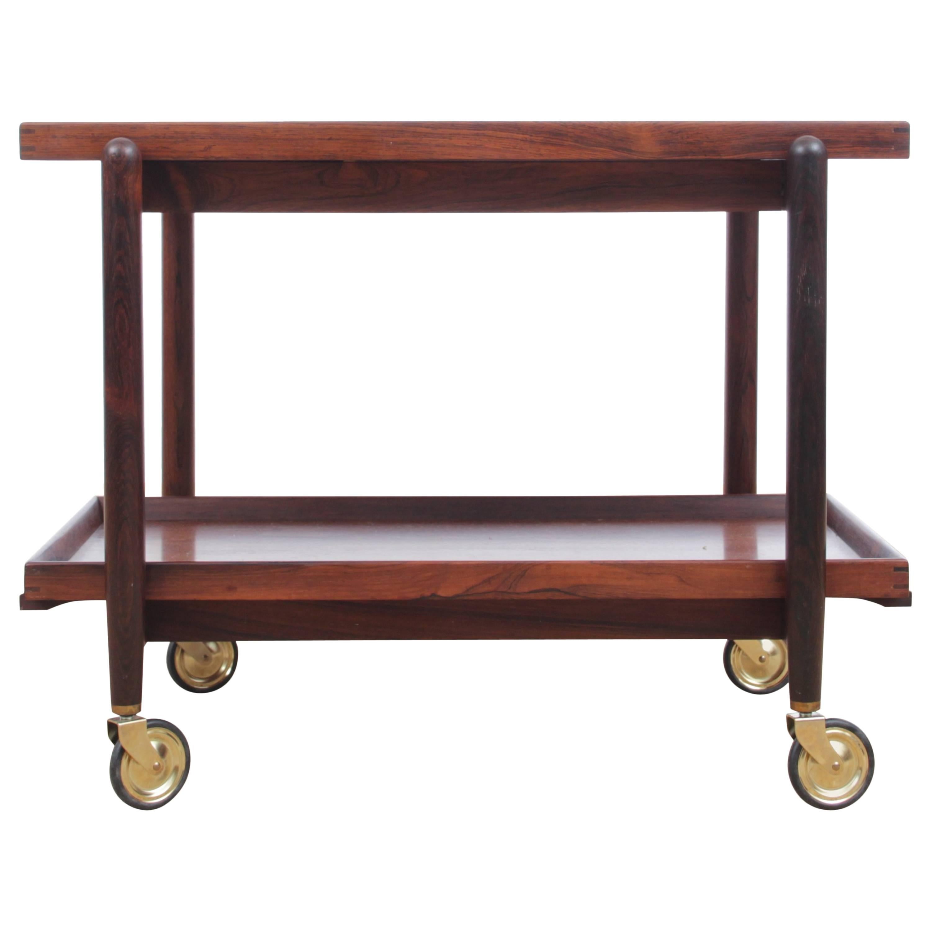 Midcentury Danish Serving Cart in Rosewood by Poul Hundevad