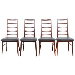 Mid-Century Modern Scandinavian Set of Four Rosewood Chairs Modele Lis