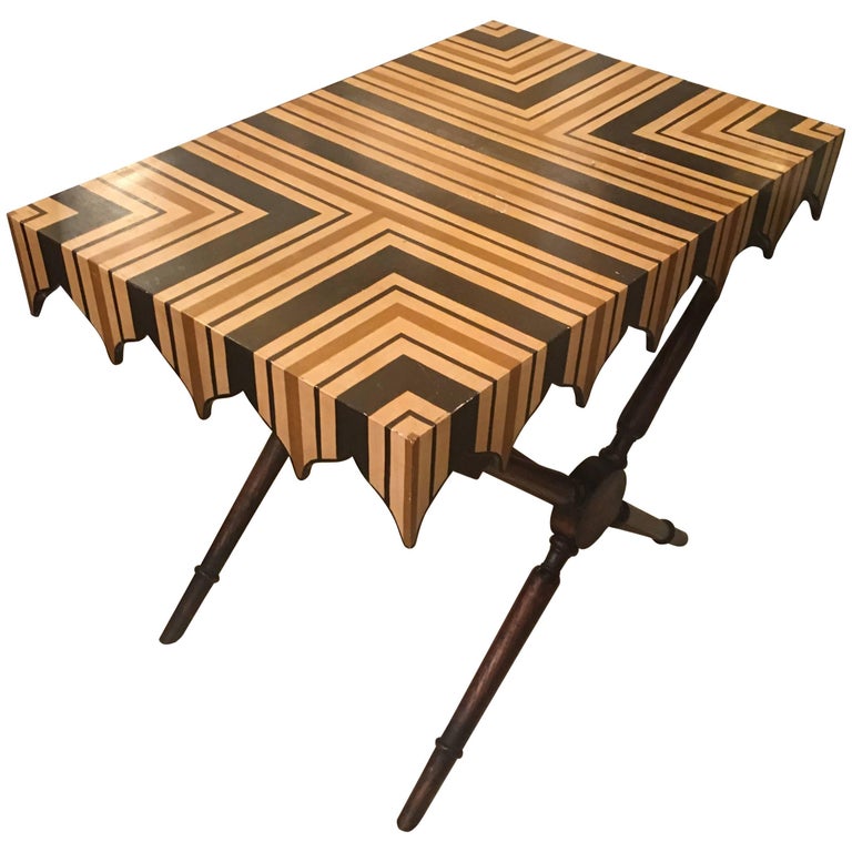 Midcentury American Stripped Painted Table For Sale at 1stDibs