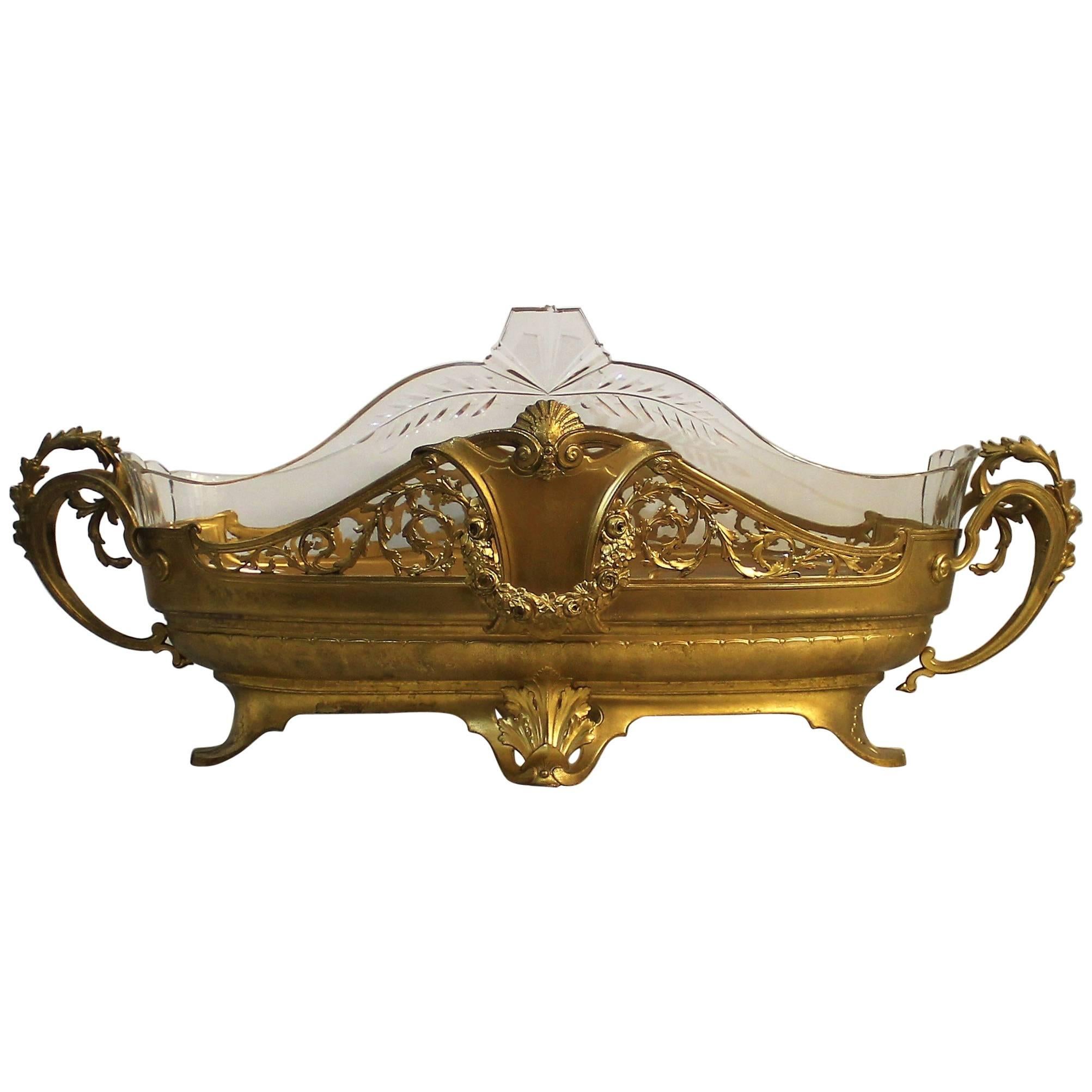 19th Century Gilt Centrepiece with Cut-Glass Insert