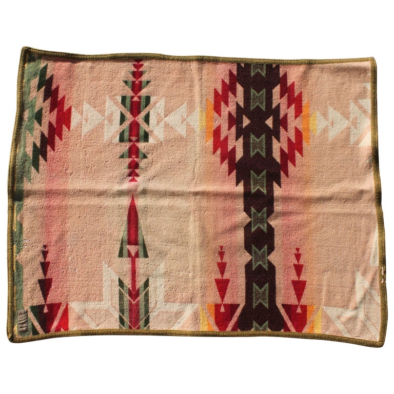 Rare and Early Pendleton Cayuse Fringed Indian Design Camp Blanket at