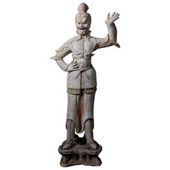 Vintage Tang Dynasty Imposing Terracota Lokapala Standing in Menacing Pose - TL Tested