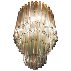 Venini, 1955 Chandelier Murano Glass Ambra and Green